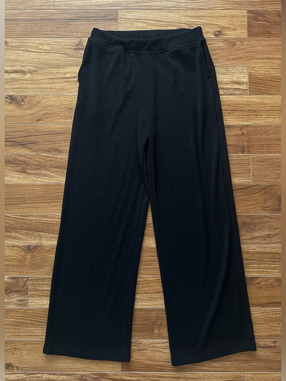 Joe Fresh Black Wide Leg Knit Lounge Pants Size Small High Rise Comfy